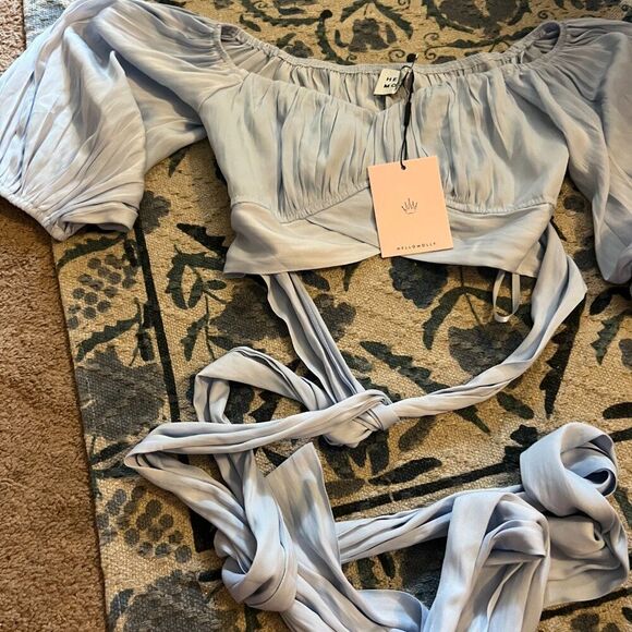 Hello Molly Danced Until Four Crop Top Steel Blue 4 - Picture 8 of 12